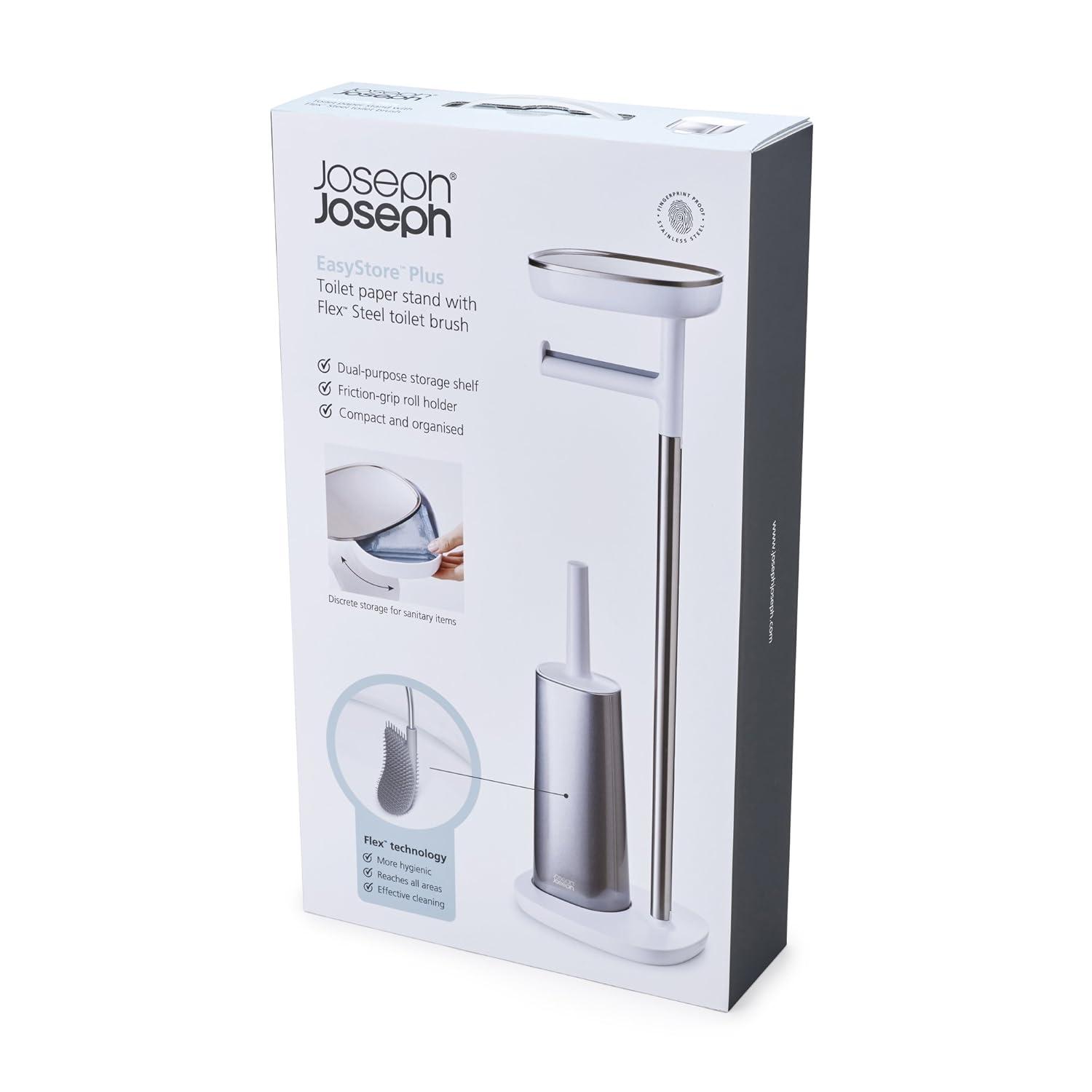 Joseph Joseph EasyStore Plus Free Standing Toilet Paper Holder with Flex Steel Toilet Brush