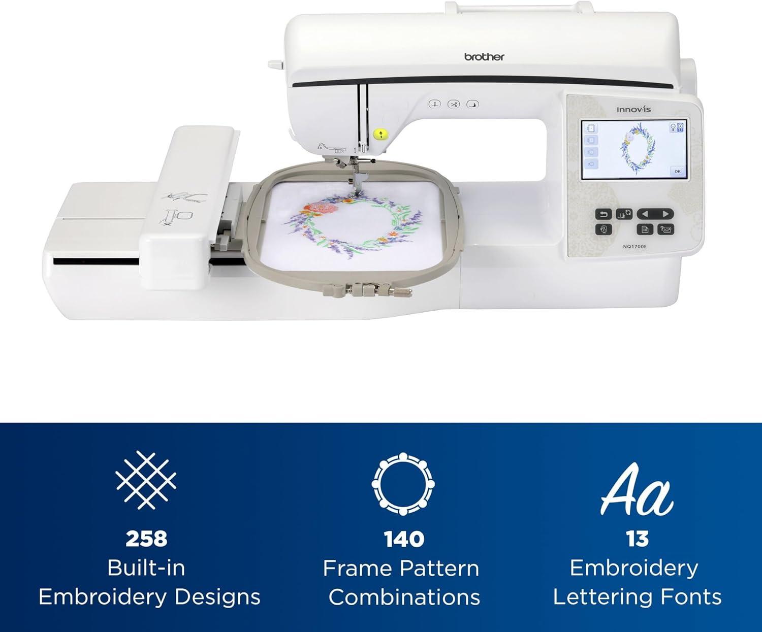 Brother NQ1700E 6" x 10" Computerized Embroidery Machine With Software & Magnetic 5x7 Hoop