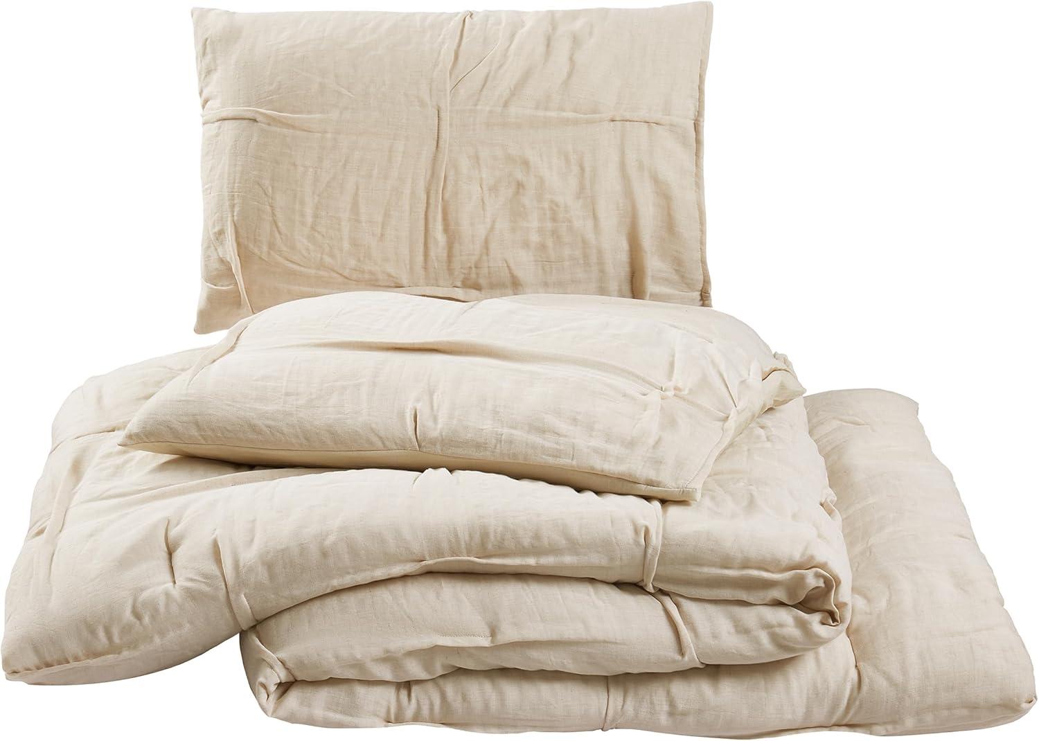 3pc Riley Pleated Comforter Set Cream - Laurel & Mayfair