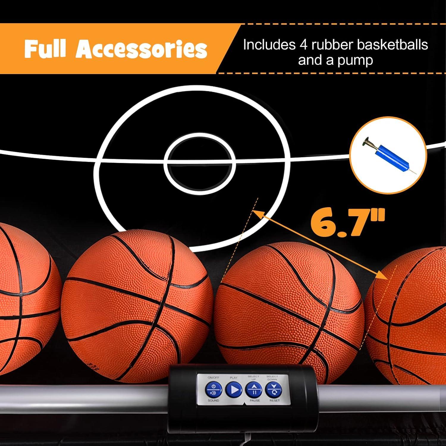 Dual LED Electronic Basketball Arcade Game with 4 Balls and Foldable Design