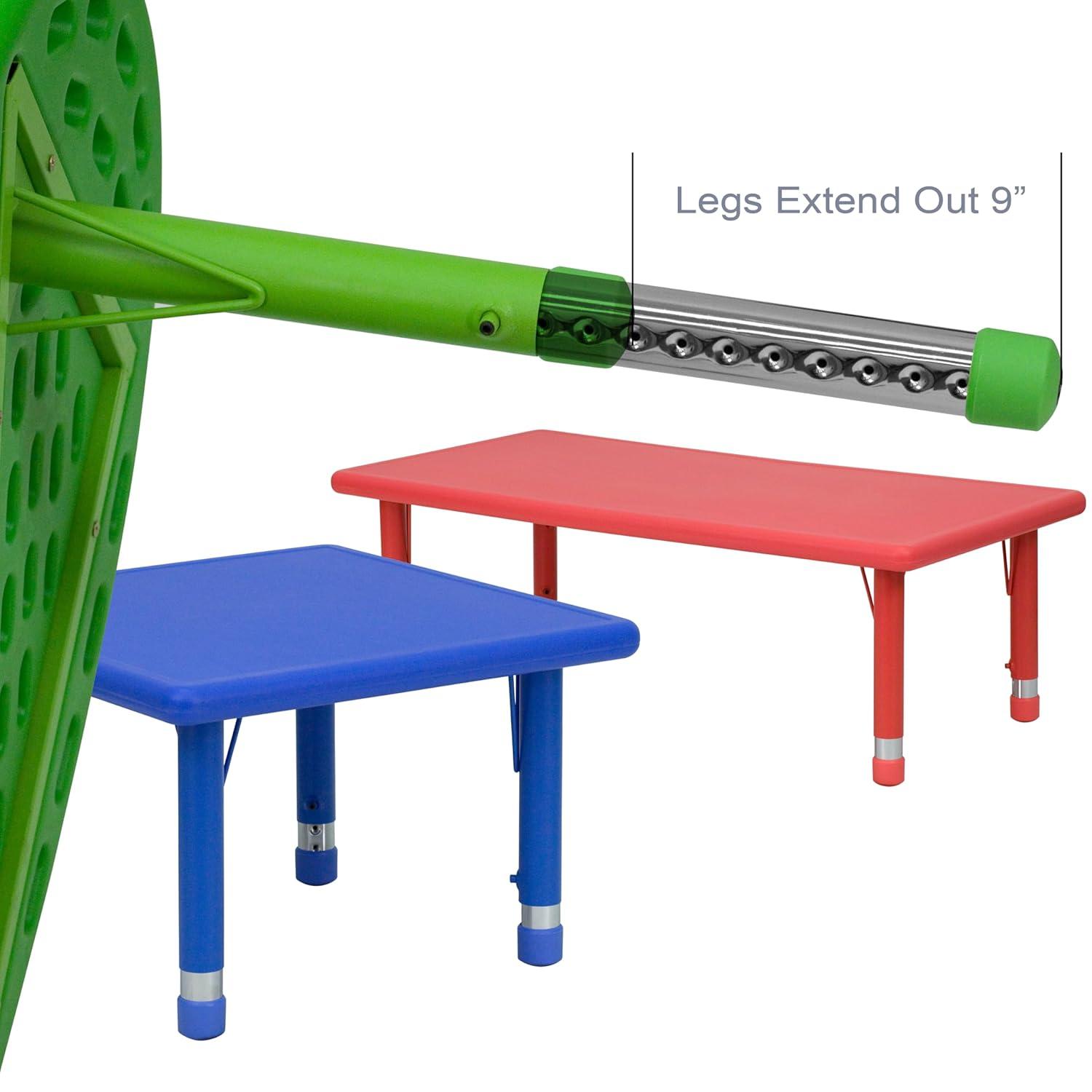 Emma and Oliver 24"W x 48"L Natural Plastic Adjustable Activity Table - School Table for 6