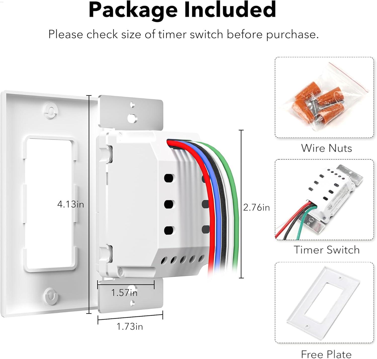 BN-LINK 7 Day Programmable In-Wall Timer Switch for Lights, fans and Motors , Single Pole and 3 Way Both Use, Blue Backlight, Neutral Wire Required, White