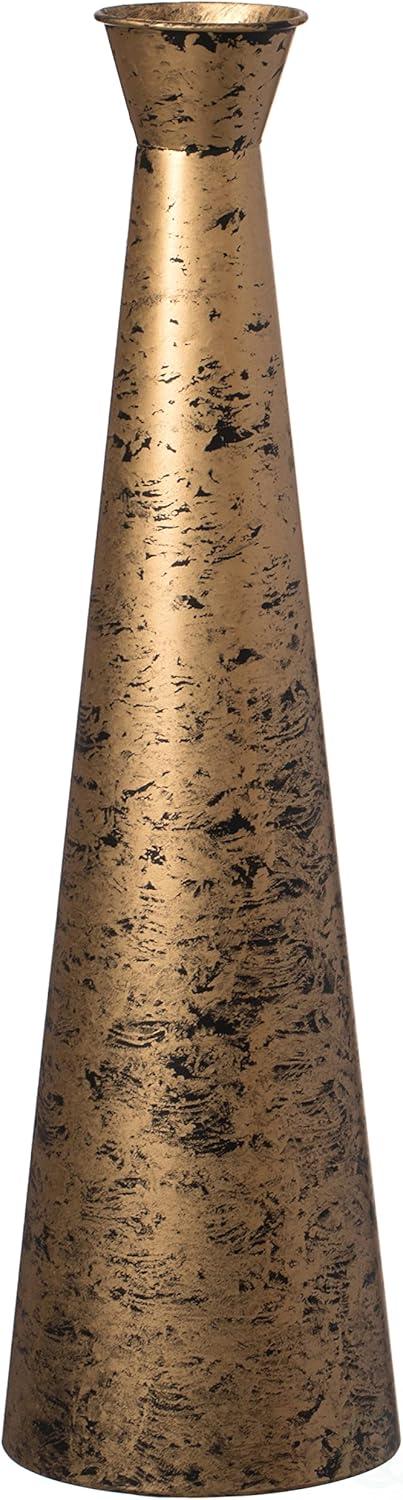 Medium Gold Brushed Metal Decorative Floor Vase