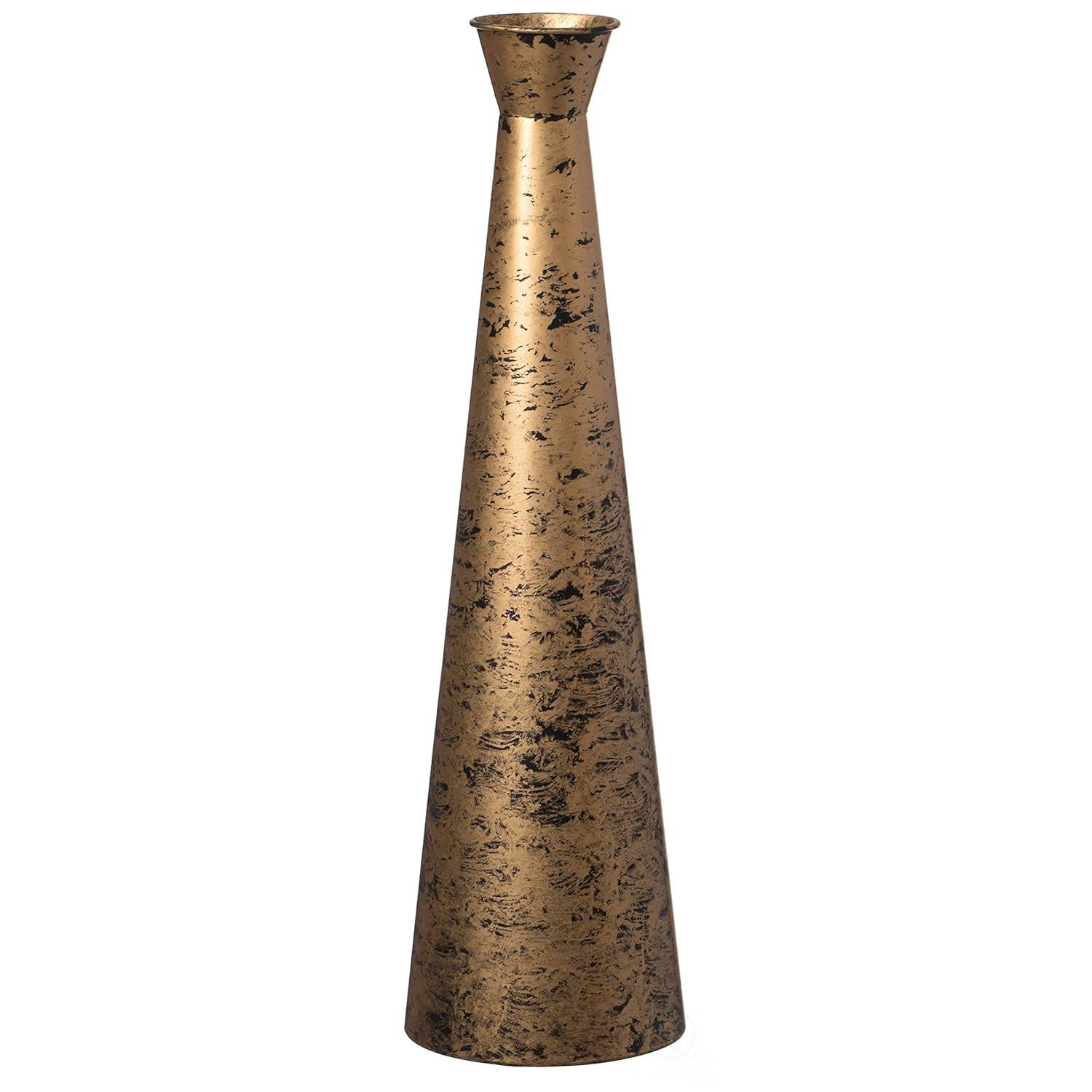 Medium Gold Brushed Metal Decorative Floor Vase