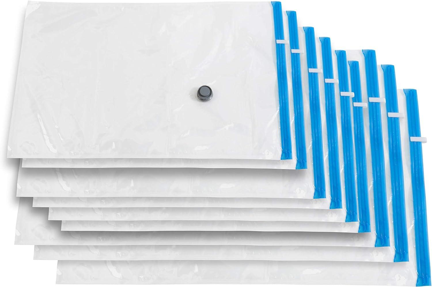 Clear Vinyl Vacuum Compression Storage Bag Set, 9 Pack