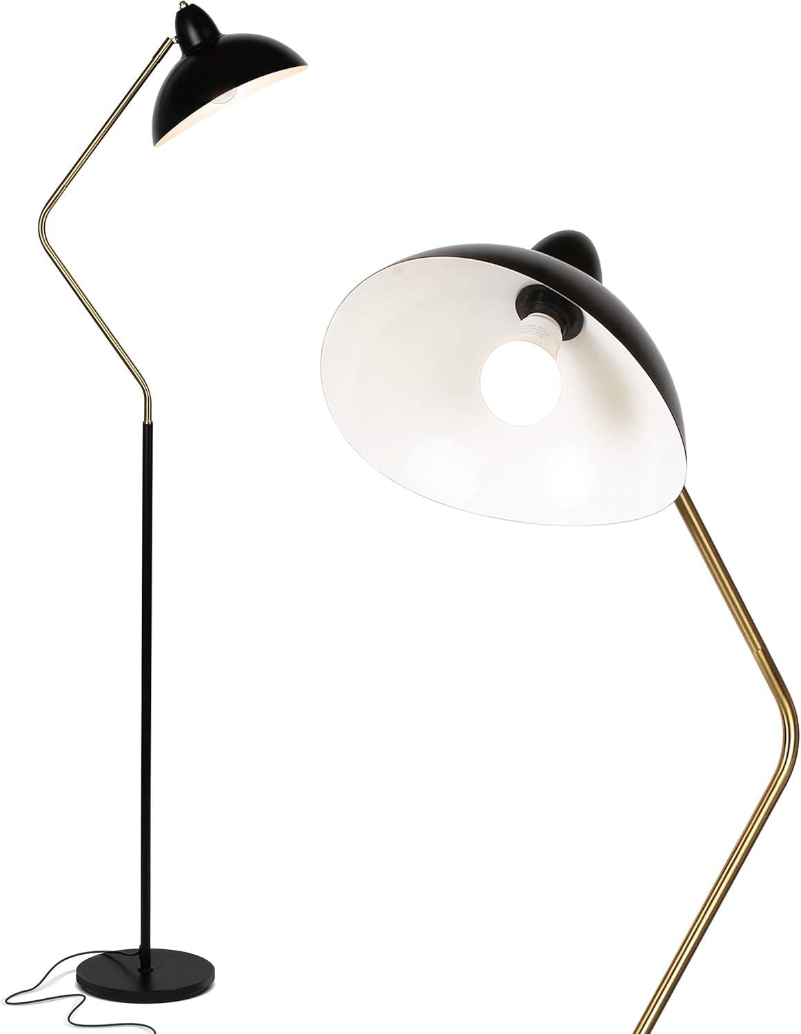 Swoop 69 in. Industrial 1-Light Adjustable LED Floor Lamp with Metal Bowl Shade