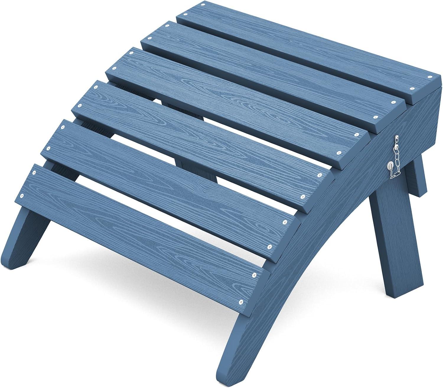 Navy HDPE Folding Adirondack Ottoman with Curved Legs