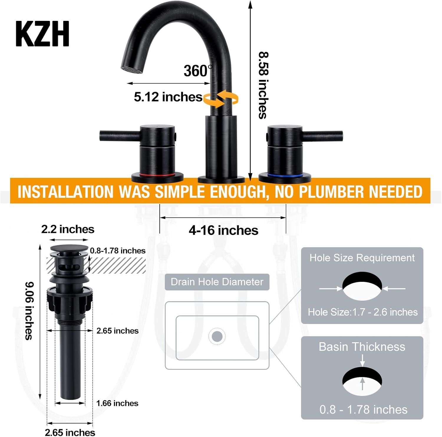 Oil Rubbed Bronze 8-Inch Widespread Bathroom Faucet with Pop-Up Drain