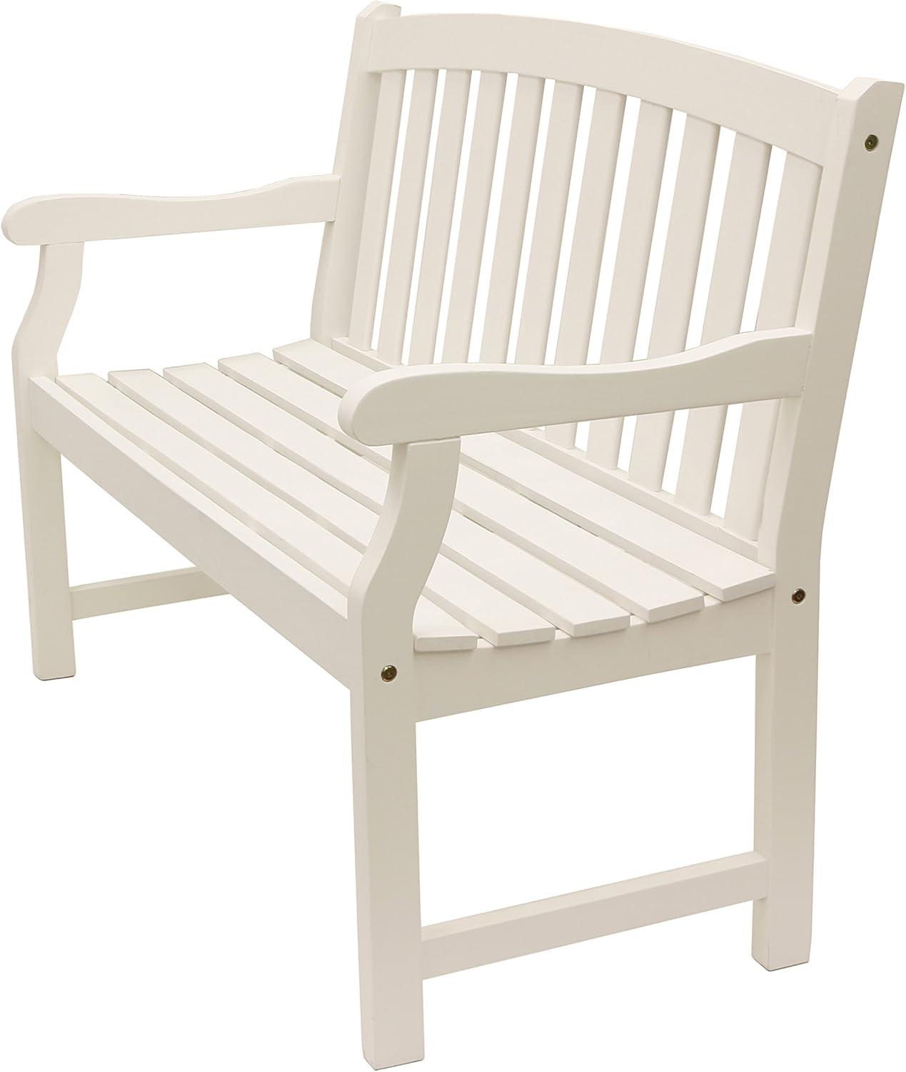 Marley Solid White Acacia Wood 2-Seat Outdoor Bench