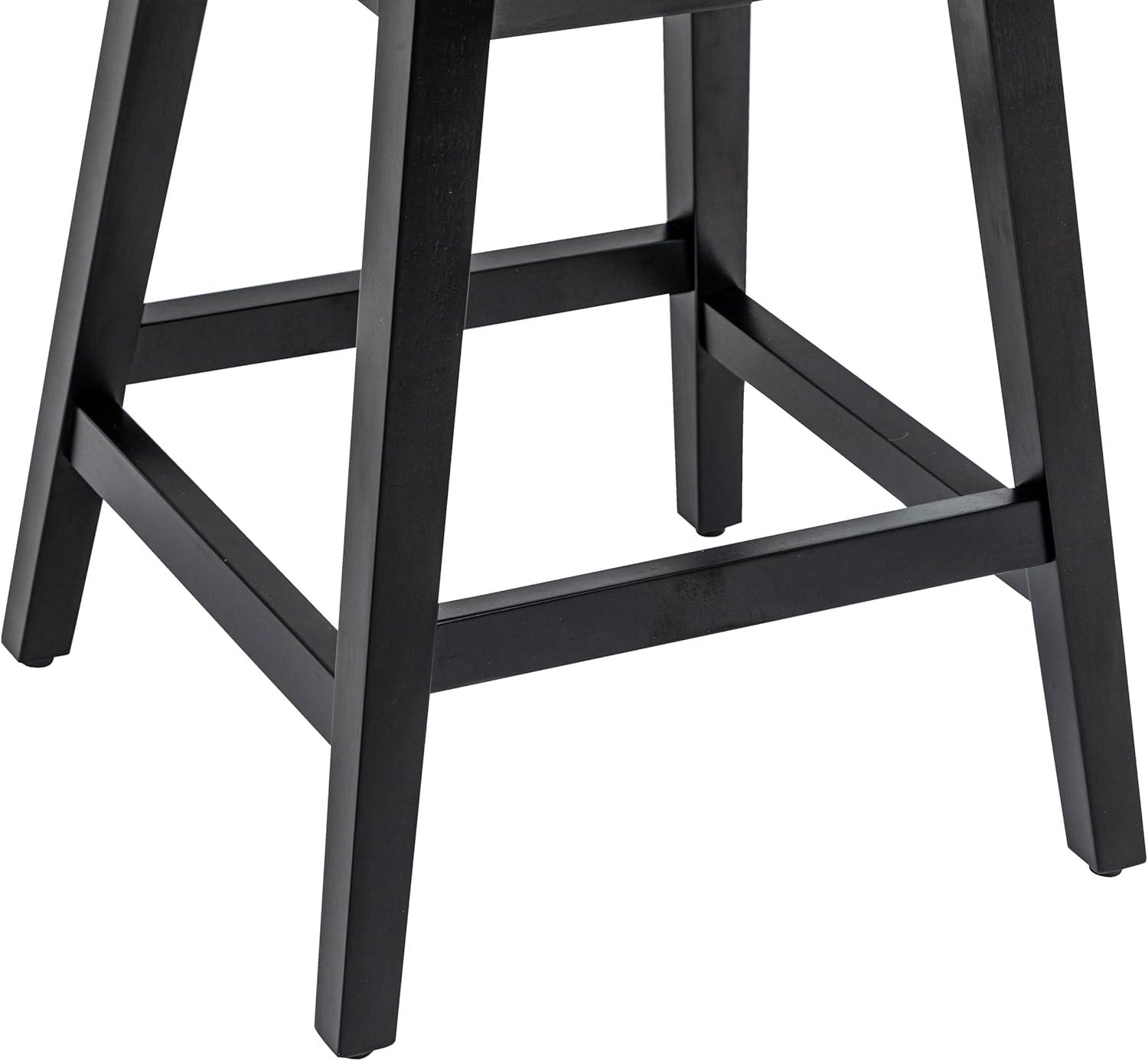 CHITA 26 inch Upholstered Swivel Fabric Counter Bar Stools with Back & Wood Legs Set of 2,Faux Leather in Navy Blue