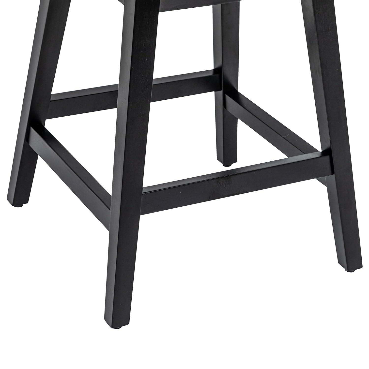 CHITA 26 inch Upholstered Swivel Fabric Counter Bar Stools with Back & Wood Legs Set of 2,Faux Leather in Navy Blue