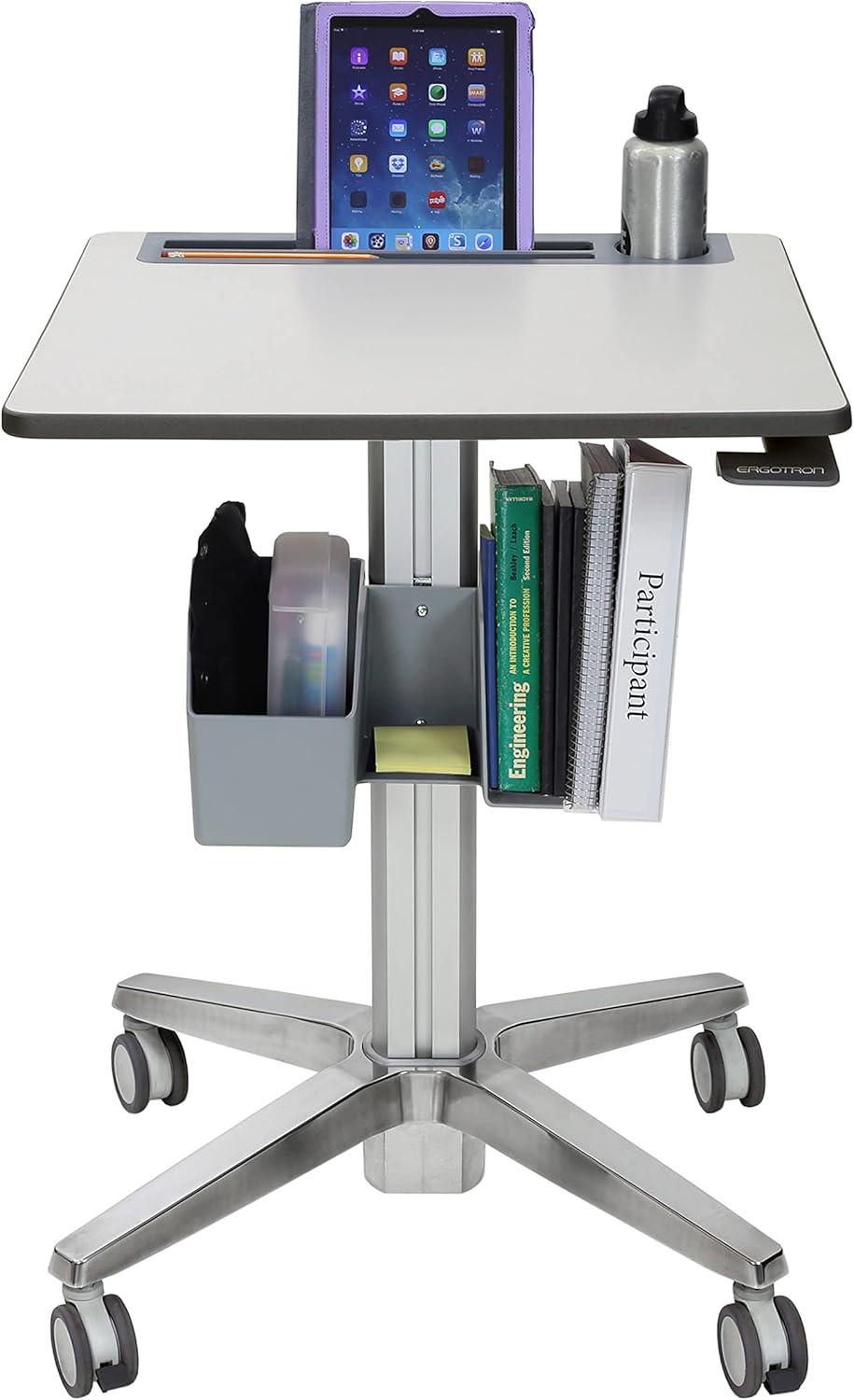 ErgoActive White Adjustable Standing Desk with Cup Holder