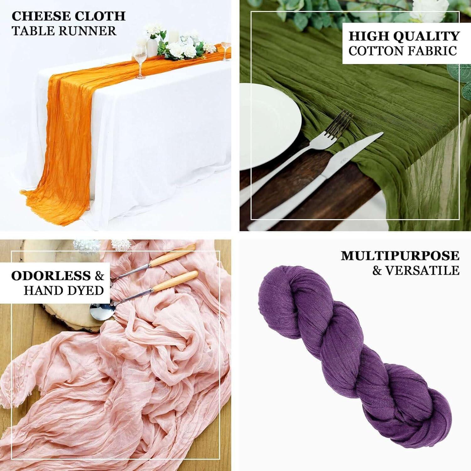 Efavormart 10FT Beige Cheesecloth Table Runner, Gauze Fabric Boho Wedding Arbor Decor