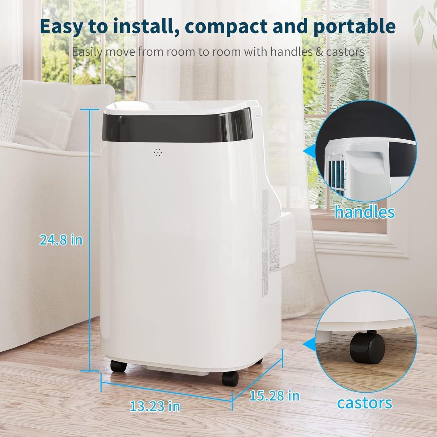 Portable Air Conditioner 10,000 BTU, Cools up to 450 Sq. Ft, Multifunctional Floor AC Unit With Dehumidifier, Fan, 24H Timer, Remote Control & Window Kit