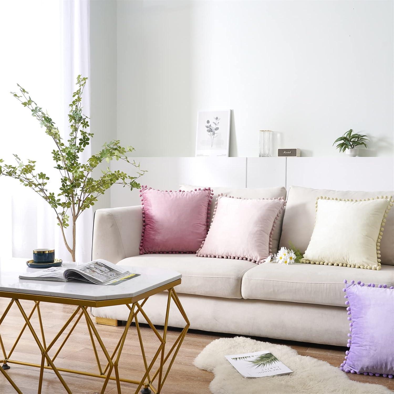 Deconovo Deconovo Pom-poms Velvet Reversible Pillow Cover (Set of 2)