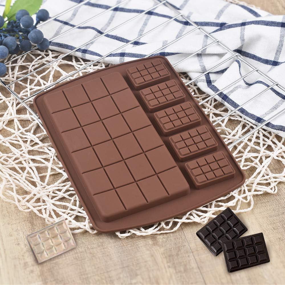 Brown Silicone Nonstick Chocolate and Candy Bar Molds, Set of 6