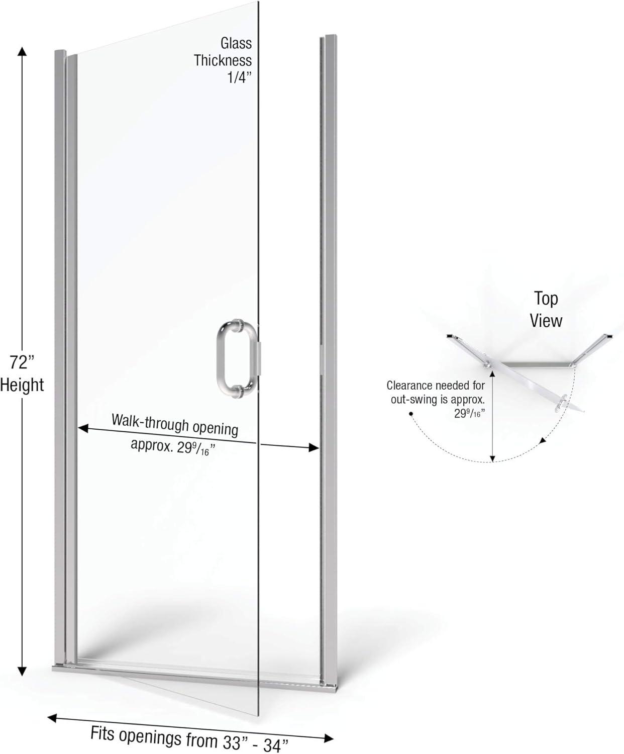 Infinity 33" W x 72" H Semi-Frameless Shower Door