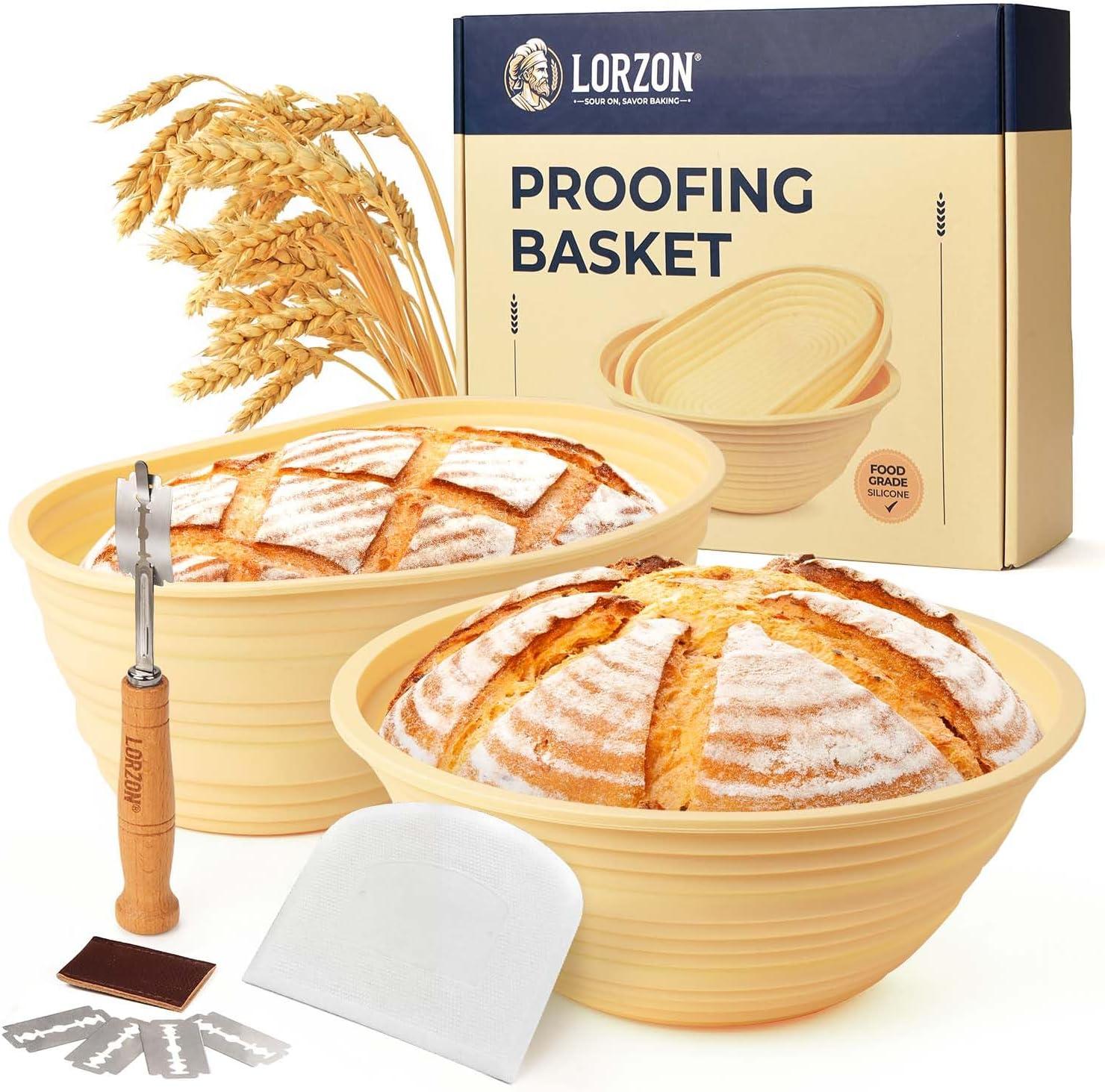 10-Piece Food Grade Silicone Bread Proofing Basket Set