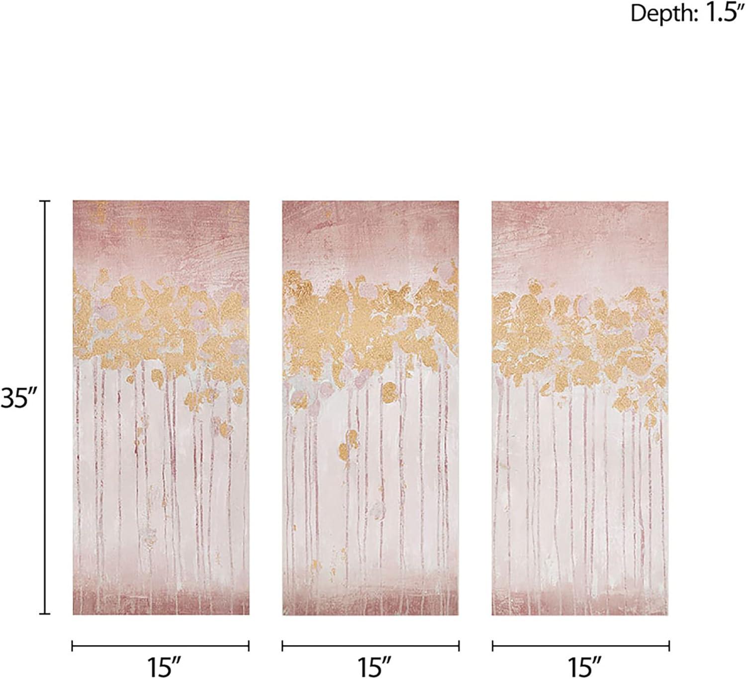 Blush and Gold Abstract Forest 3-Piece Canvas Wall Art Set