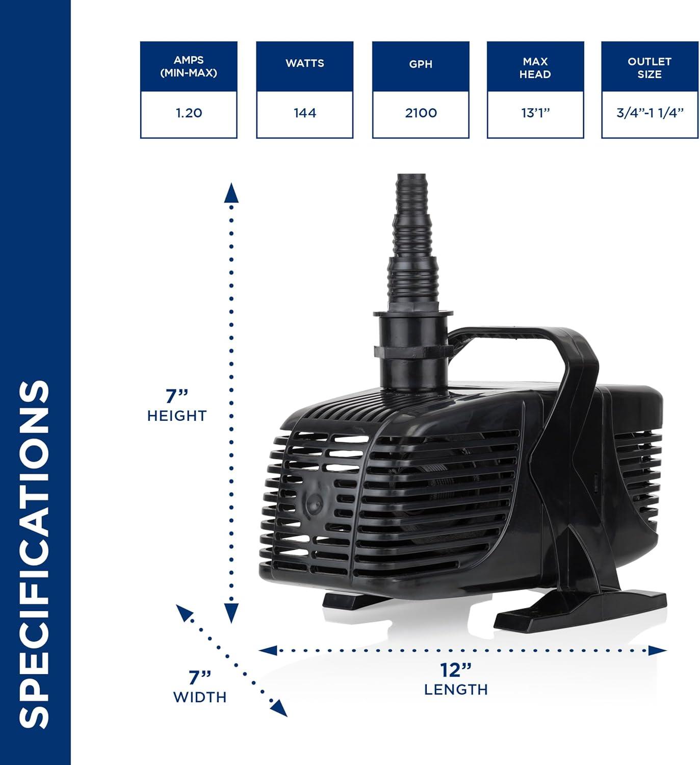 Alpine Corporation Tornado Pump 2100Gph / 33 Ft. Cord