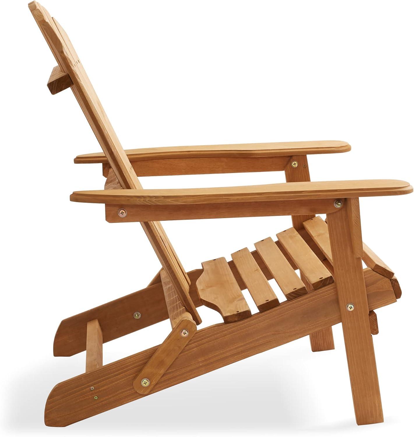 Folding Wooden Adirondack Chair, Pre-Assembled Backrest