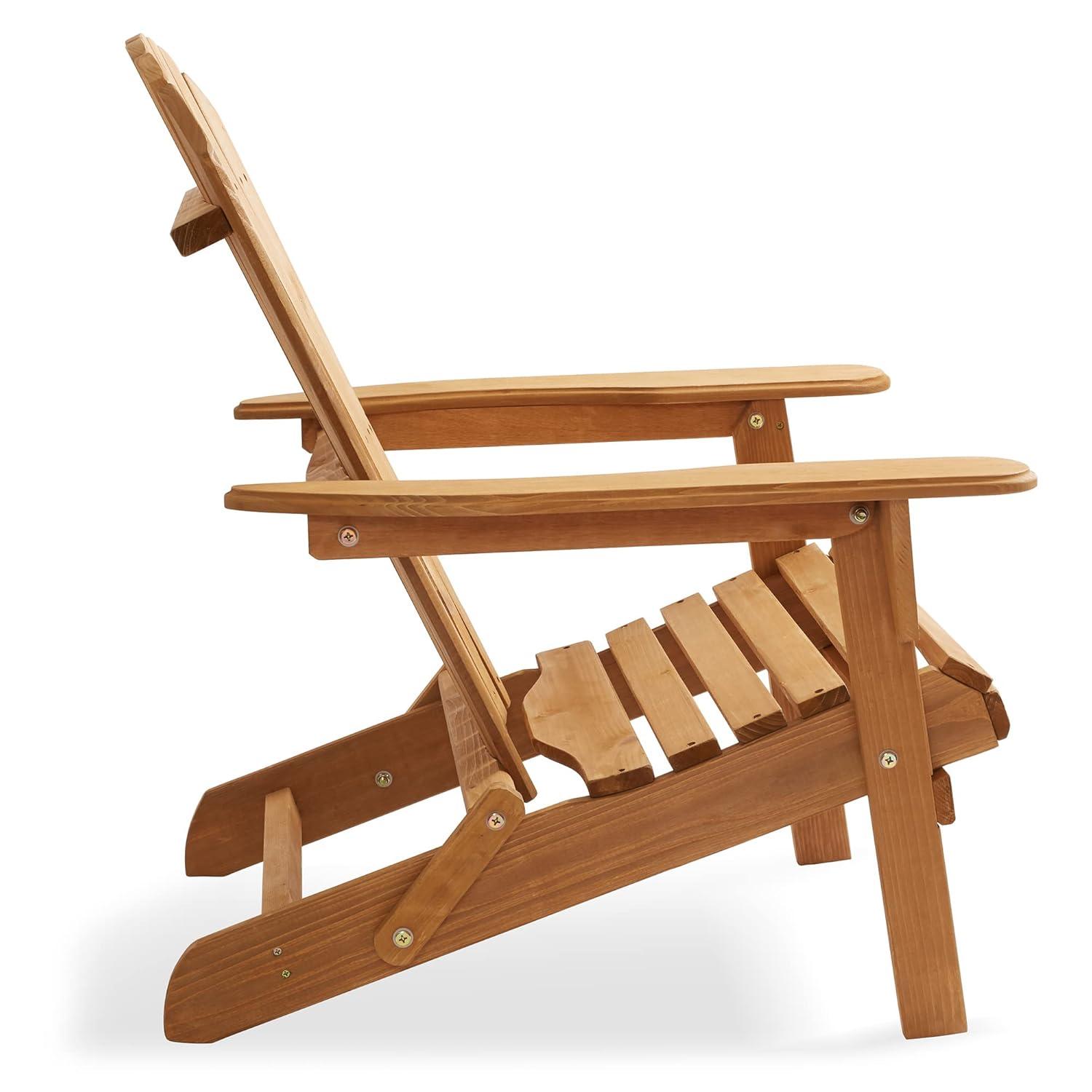 Casafield Folding Wooden Adirondack Chair, Pre-Assembled Backrest