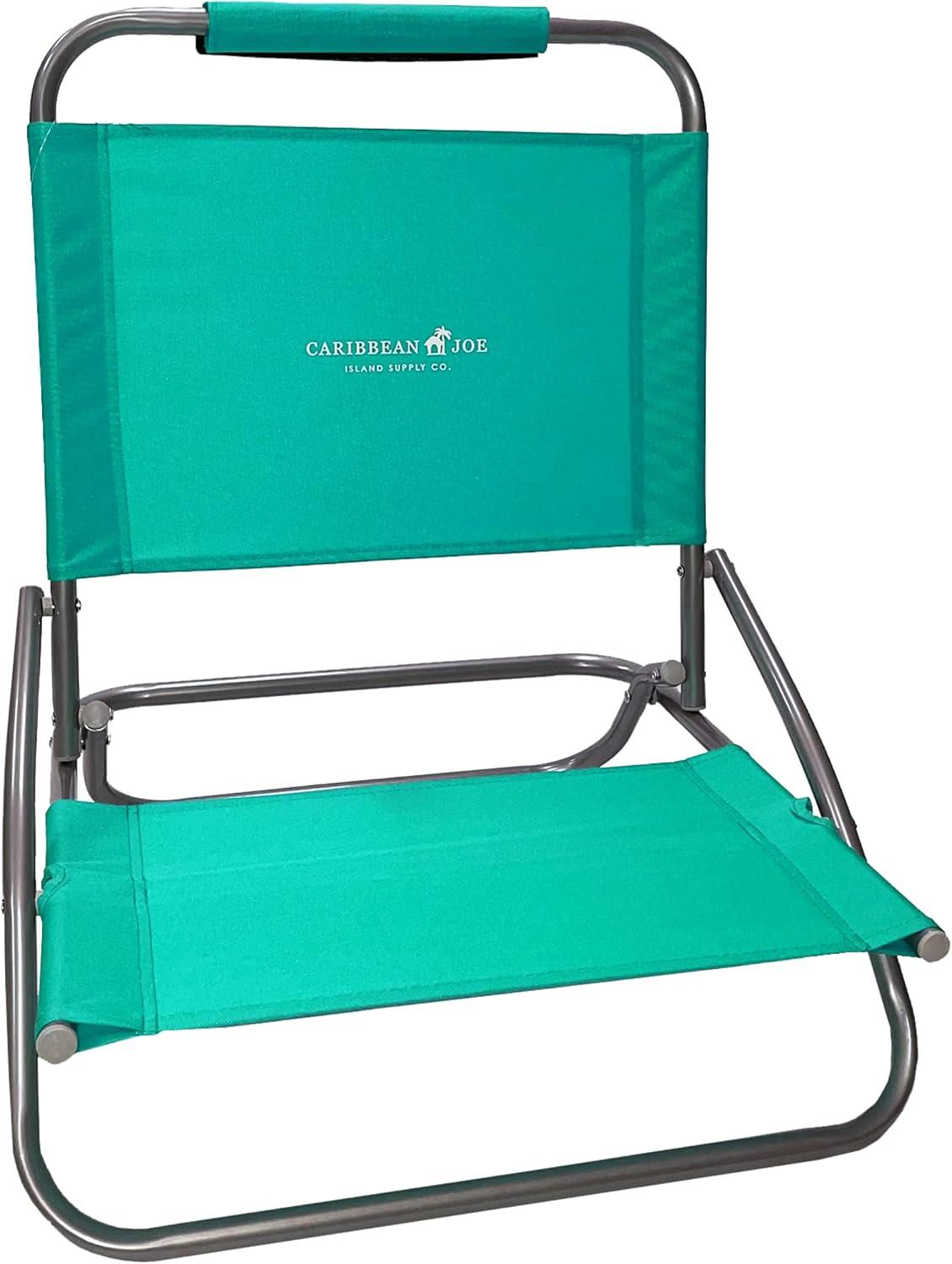 Caribbean Joe Low Steel Outdoor Portable Beach Chair - Teal