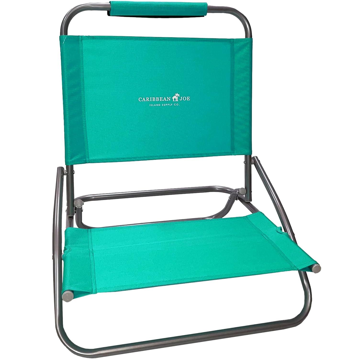 Caribbean Joe Low Steel Outdoor Portable Beach Chair - Teal