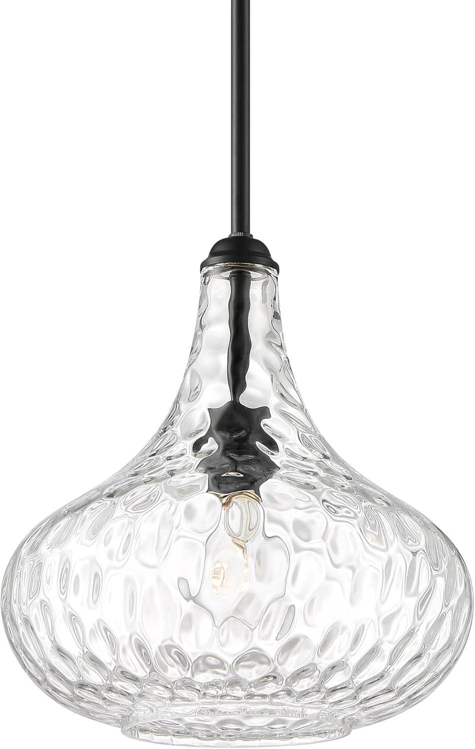 360 Lighting Black Mini Pendant Lighting 11" Wide Modern Clear Glass Shade Fixture for Dining Room House Entryway Bedroom Kitchen