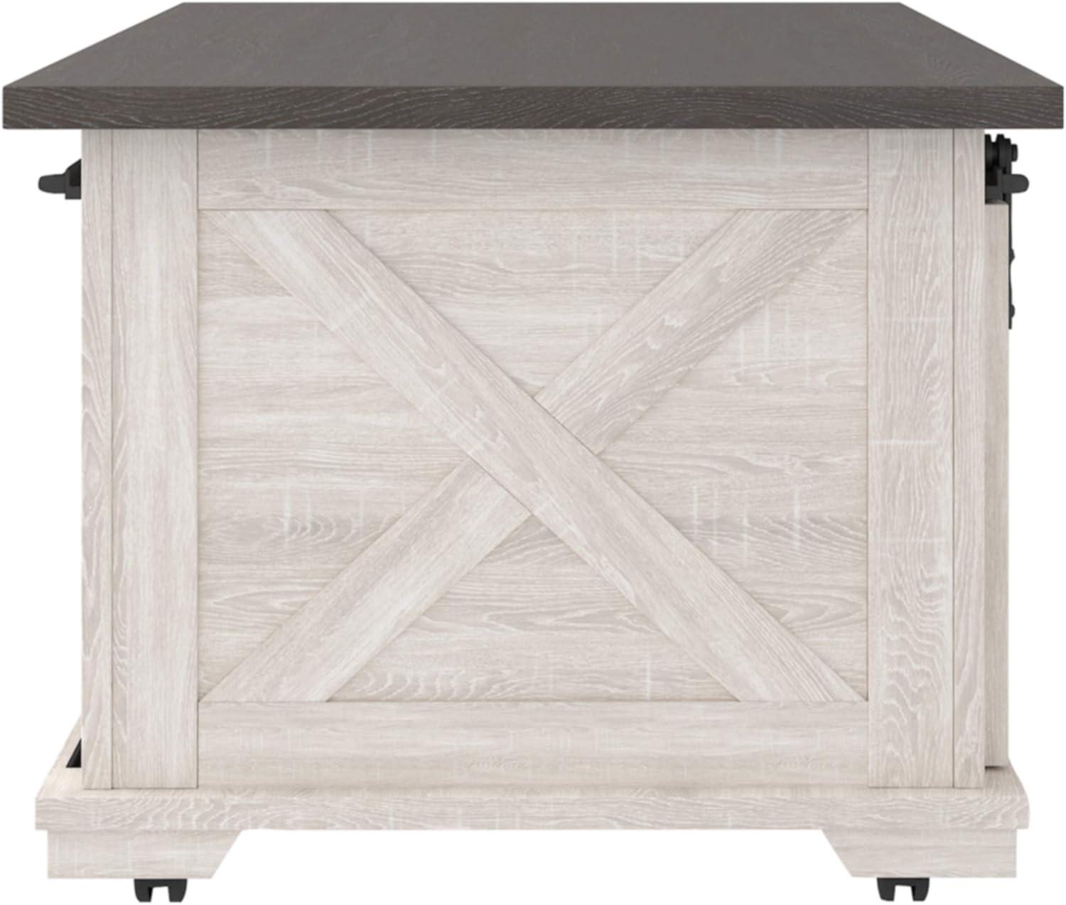 Contemporary Two-Tone Sliding Barn Door Coffee Table with Storage