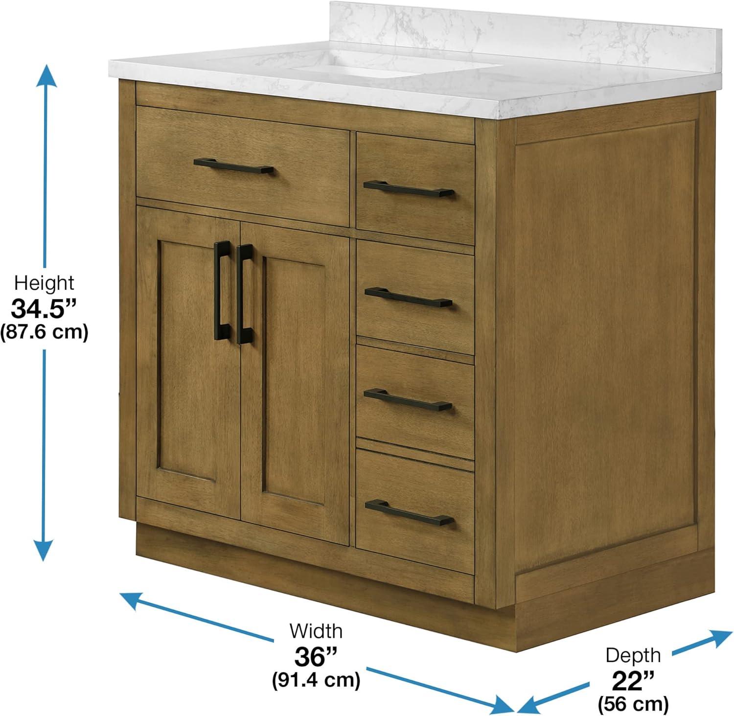 OVE Decors Athea 36 in. W Bath Vanity with Premium Countertop and Power Bar