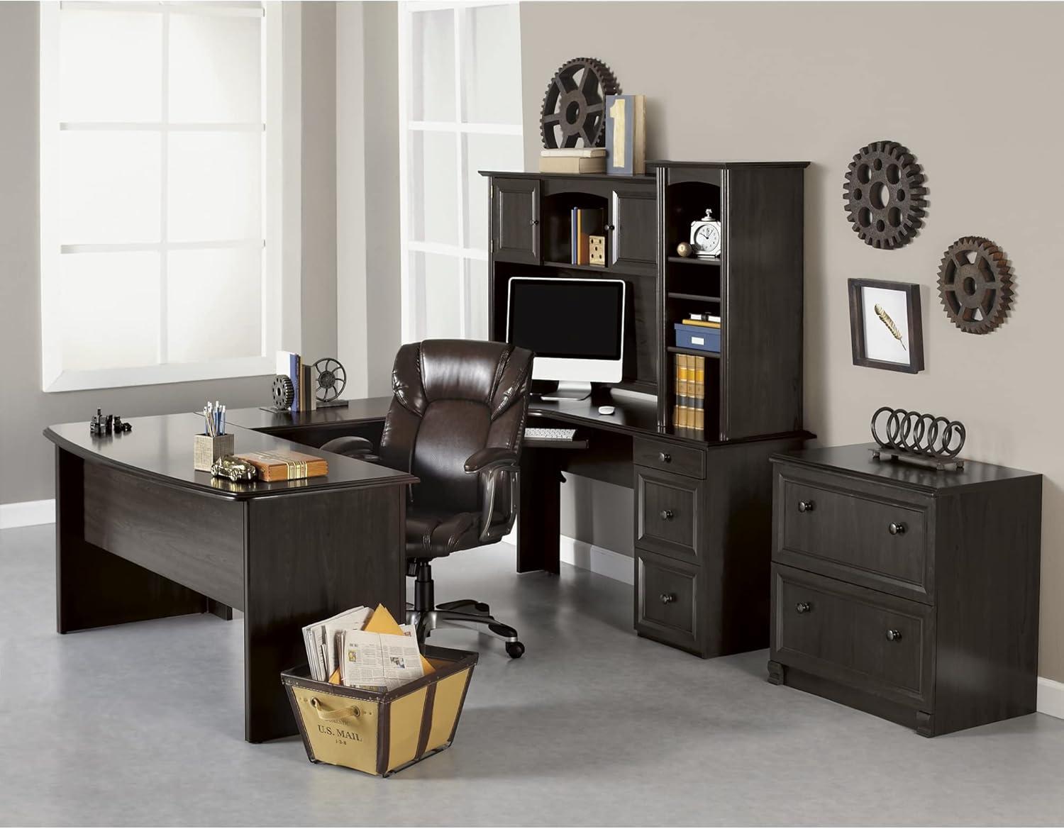 Realspace® Broadstreet 65"W Hutch For U-Shaped Desk, Walnut