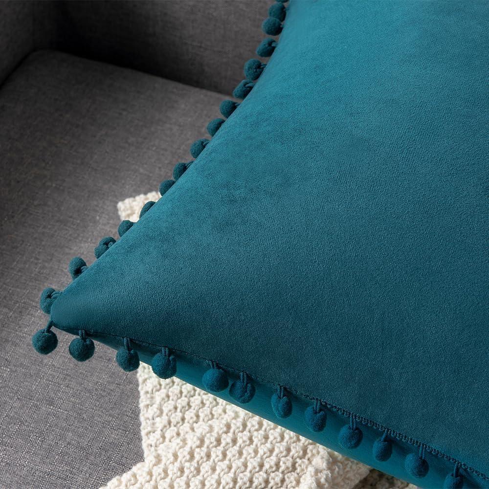 Deconovo Deconovo Pom-poms Velvet Reversible Pillow Cover (Set of 2)