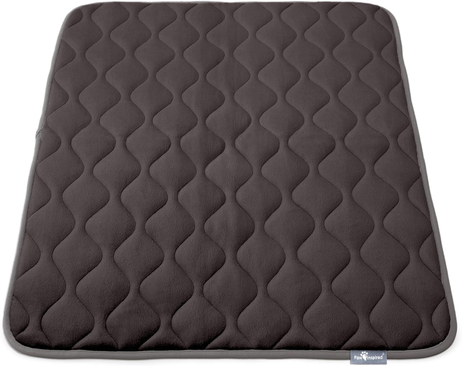 Paw Inspired Washable Padded 42" Crate Mats for Dogs | 41" x 28" Size, Fits 42-inch Kennels | Anti-Slip, Leakproof, Waterproof, Reusable Plush Pet Pads (Gray)