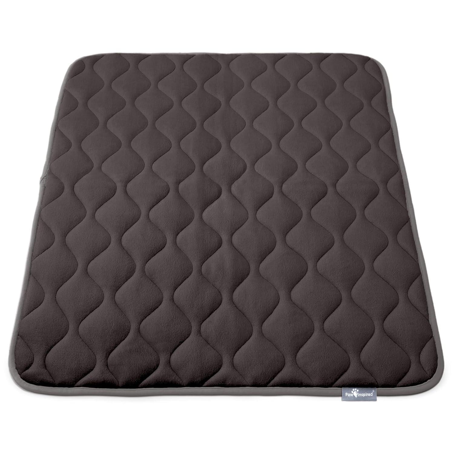 Paw Inspired Washable Padded 42" Crate Mats for Dogs | 41" x 28" Size, Fits 42-inch Kennels | Anti-Slip, Leakproof, Waterproof, Reusable Plush Pet Pads (Gray)