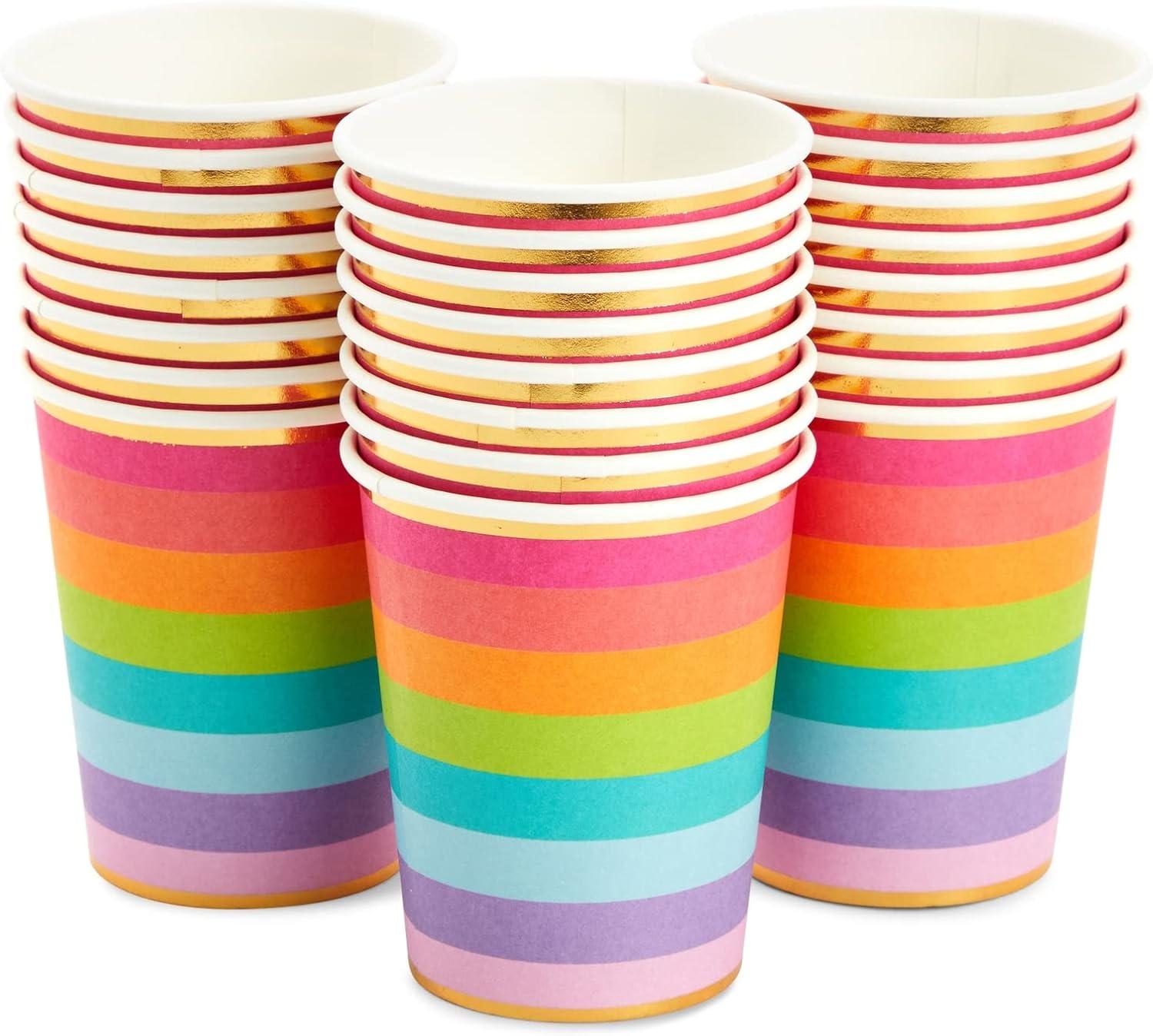 72 Piece Rainbow Party Dinnerware Set - Serves 24 Disposable Die-Cut Plates, Cups & Napkins - Colorful Rainbow Party Decorations for Birthdays & Events