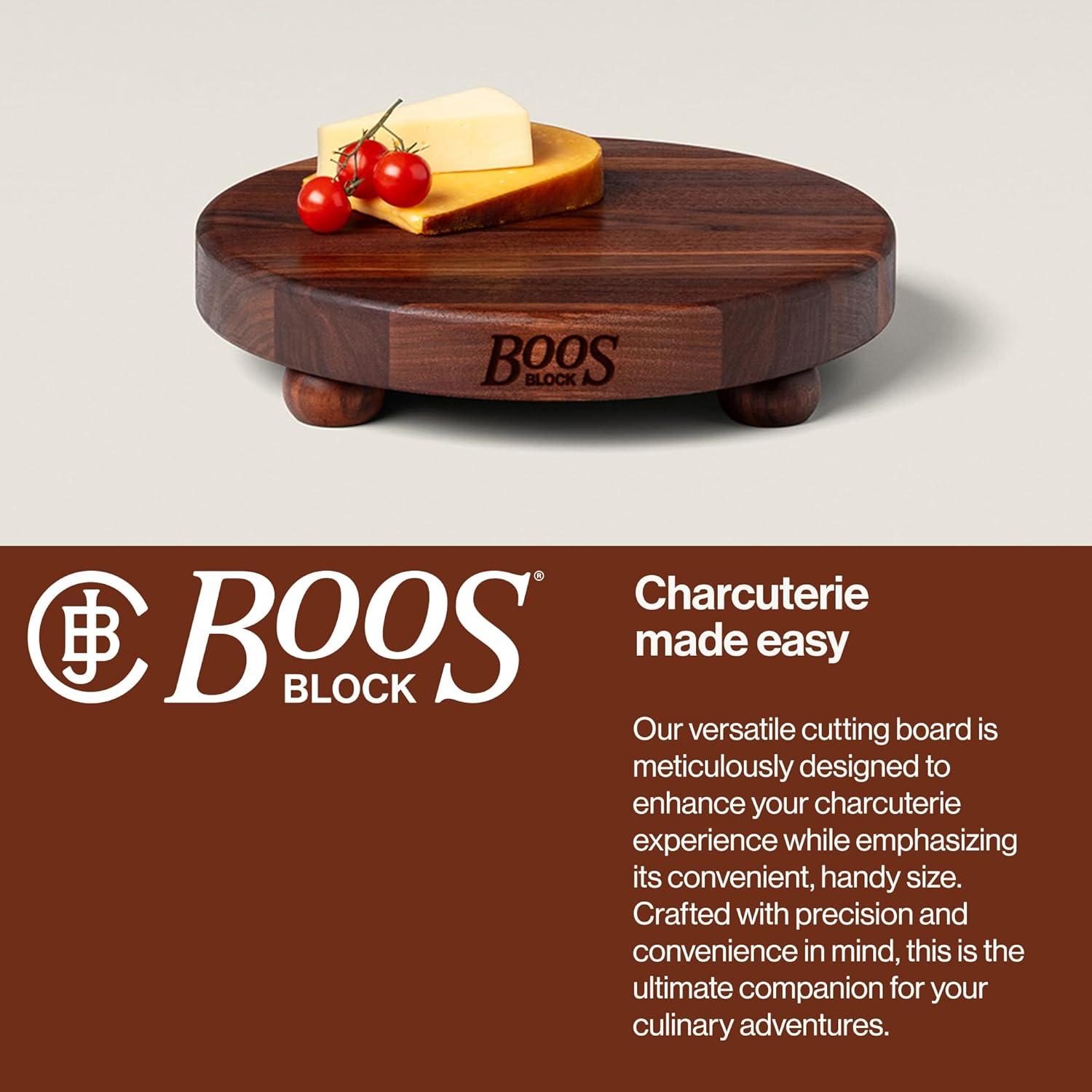 Gift 1.5" Edge Grain Walnut 12" Round Cutting Board with Wood Feet