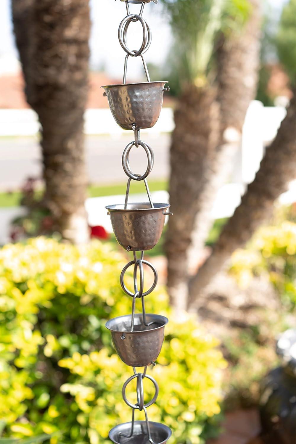 Monarch Rain Chains Aluminum Hammered Cup Rain Chain Replacement Downspout for Gutters