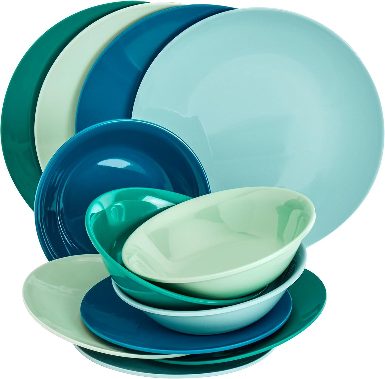Tabletops Gallery Tabletops Gallery Peacock 12 Piece Melamine Dinnerware Set