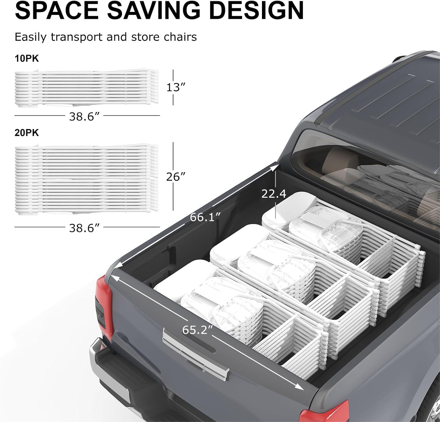 White Folding Chair, Plastic Folding Chairs 10 Pack for Outside, Indoor Outdoor Chairs with Steel Frame, Foldable Chair for Wedding Camping Dining Renting in Patio Lawn, 350LBS Capacity