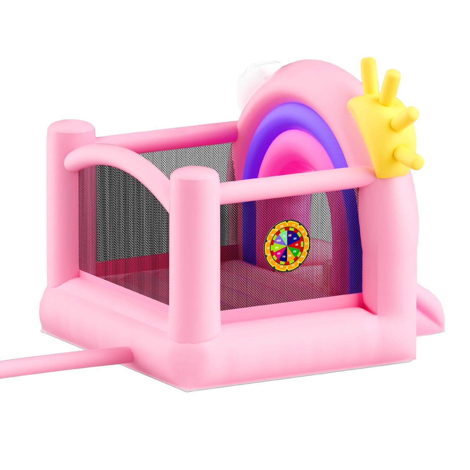 VEVOR White Bounce House, Toddler Bounce House for Kids 1-3, Inflatable Nightclub for Girls Age 4–8 Jumping Bouncer with Blower, Slide, Storage Bag, Family Backyard Bouncy Castle, 110x91x91 inch