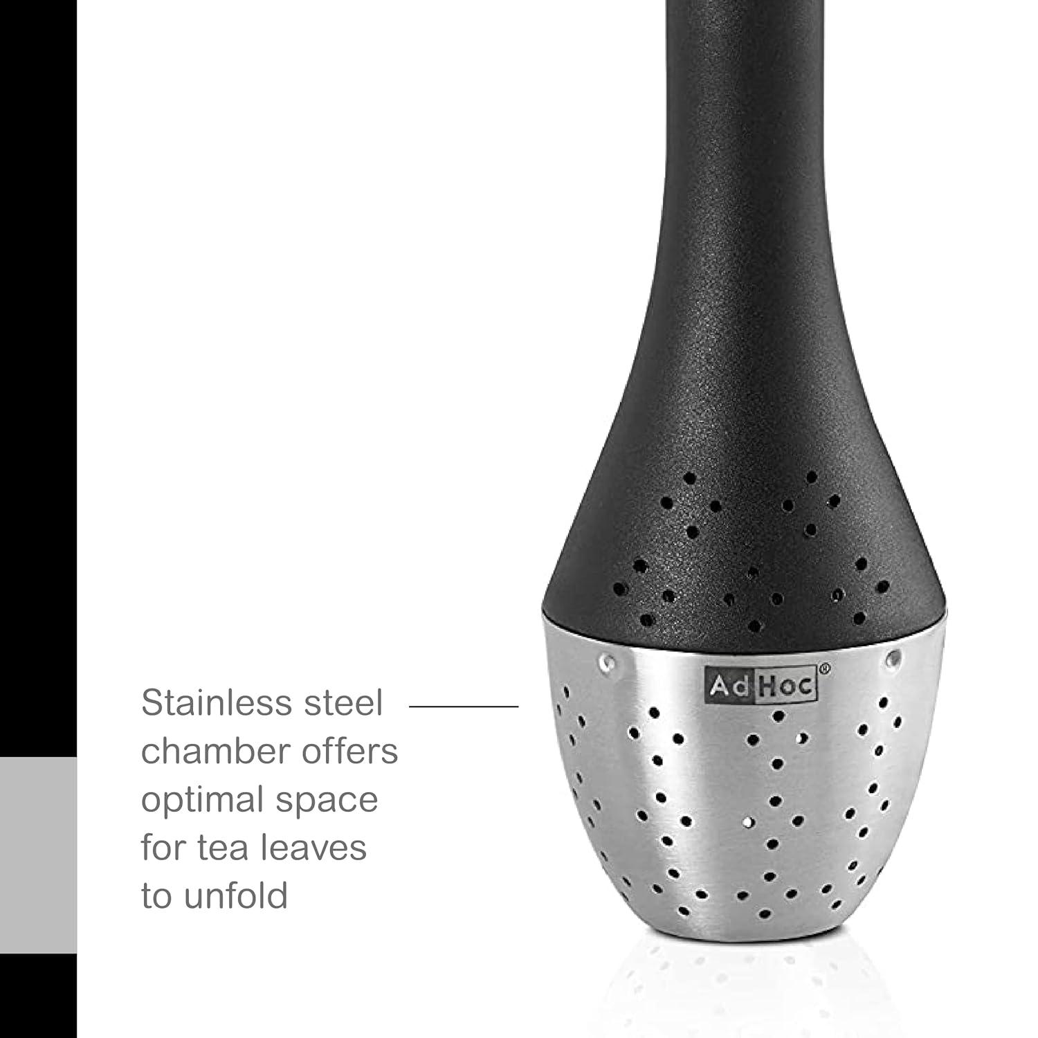 AdHoc Santea Floating Loose Leaf Tea Infuser withMagnetic Hourglass , Black/Silver Stainless Steel