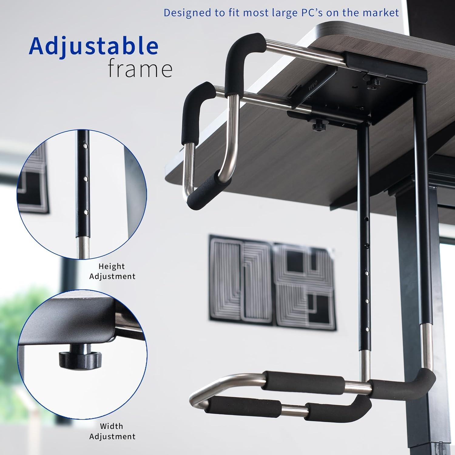 VIVO Large Heavy Duty Adjustable Under-Desk PC Mount, Computer Case Holder