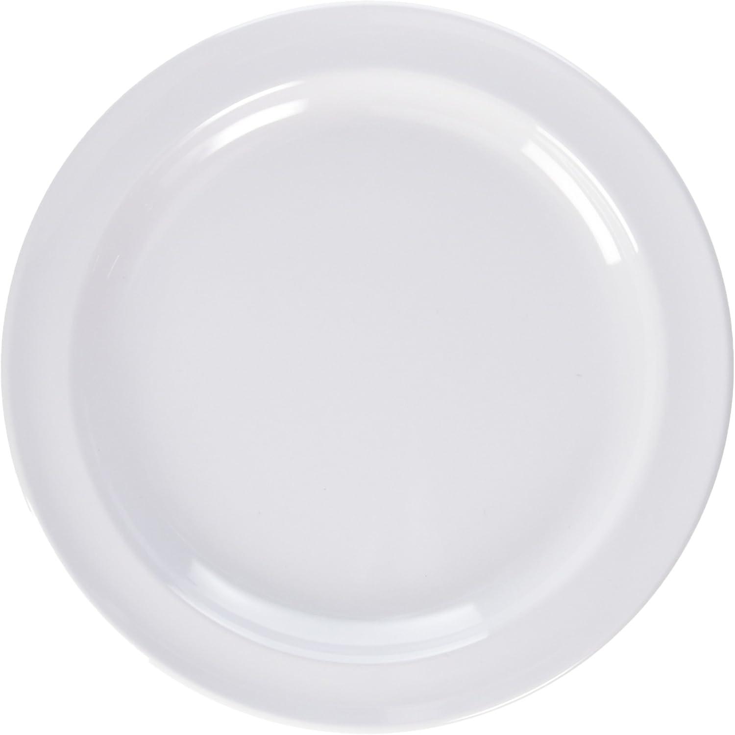 White 8-Inch Round Melamine Dinner Plate