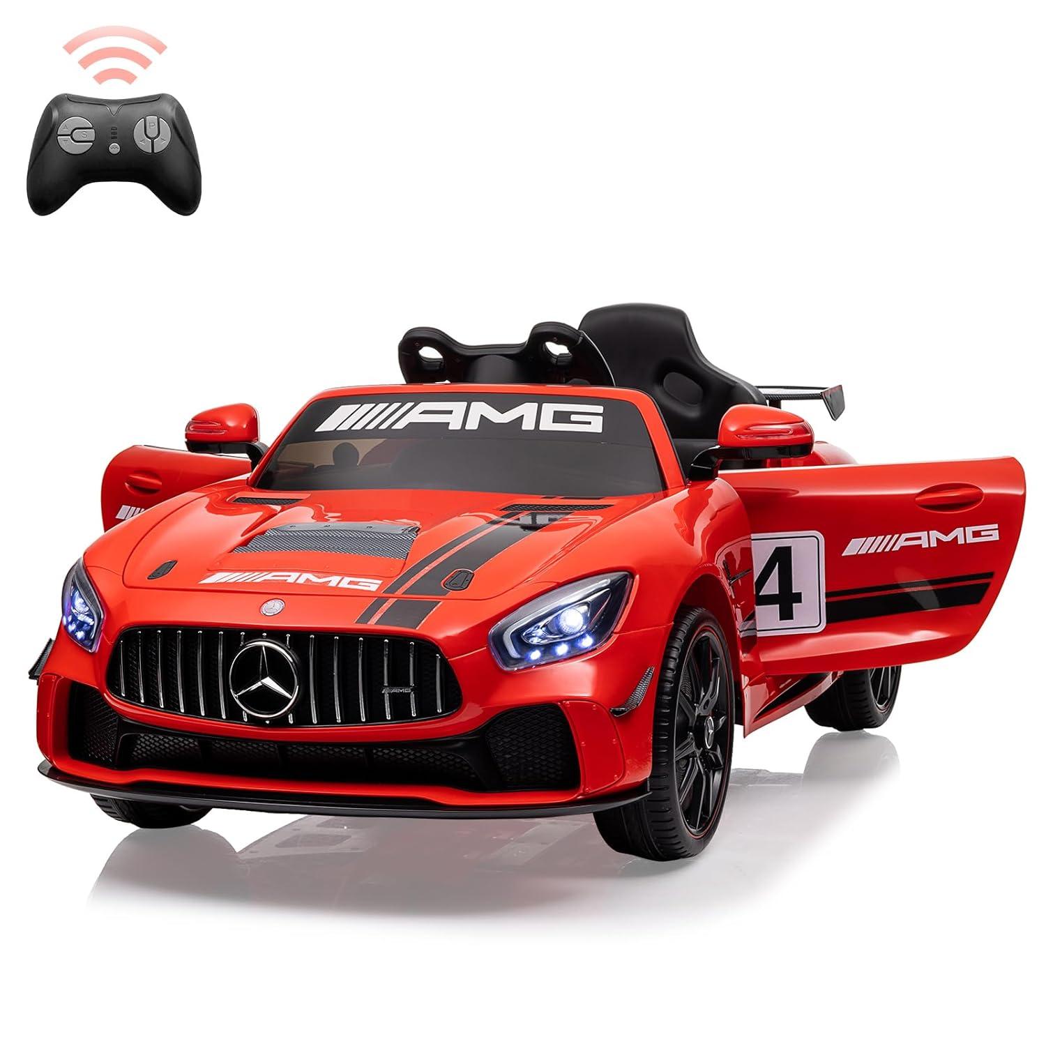 Black 12V Mercedes-Benz AMG Kids Ride-On Car with Remote