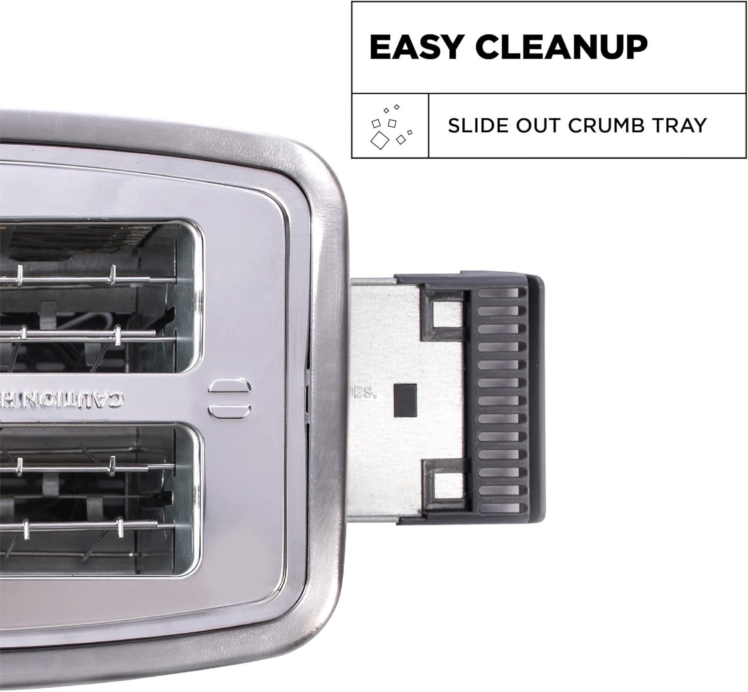 Crux 2 Slice Stainless Steel Toaster, Extra Wide Slots, Quick & Precise 6-Setting Shade Control, Reheat, Bagel and Gluten Free Function, Slide-Out Crumb Tray for Easy Clean Up, Silver/Copper Accents