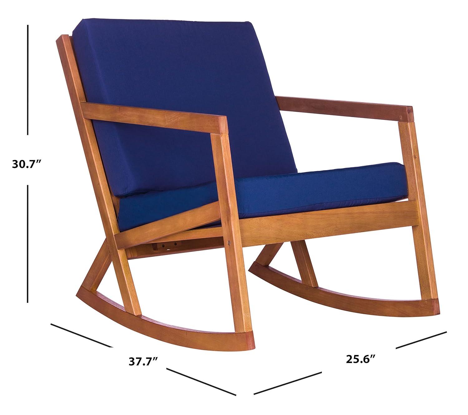 Vernon Rocking Chair Indoor/Outdoor - PAT7013 - Natural/Navy - Safavieh