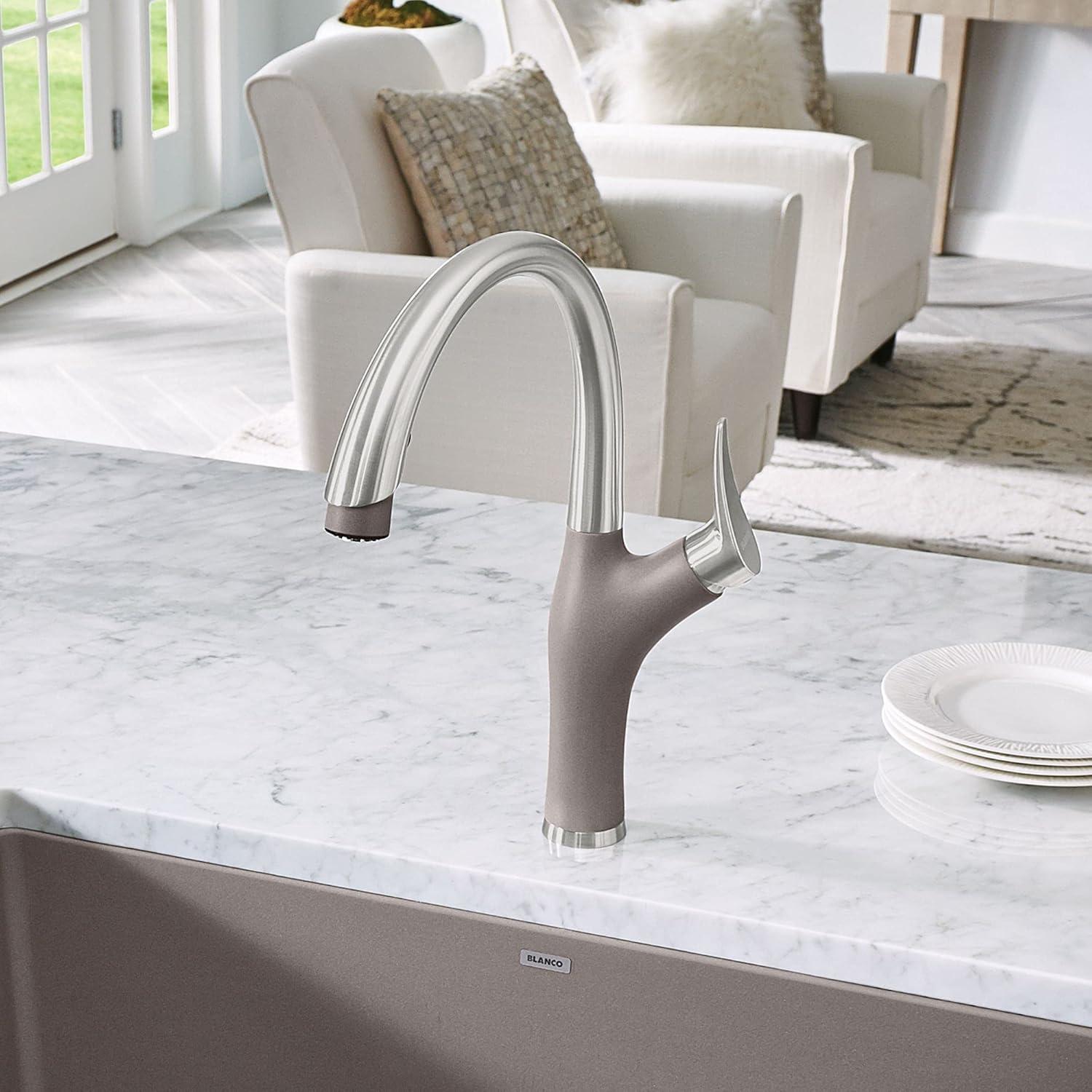 Truffle Stainless Steel Pull-Down Spray Kitchen Faucet