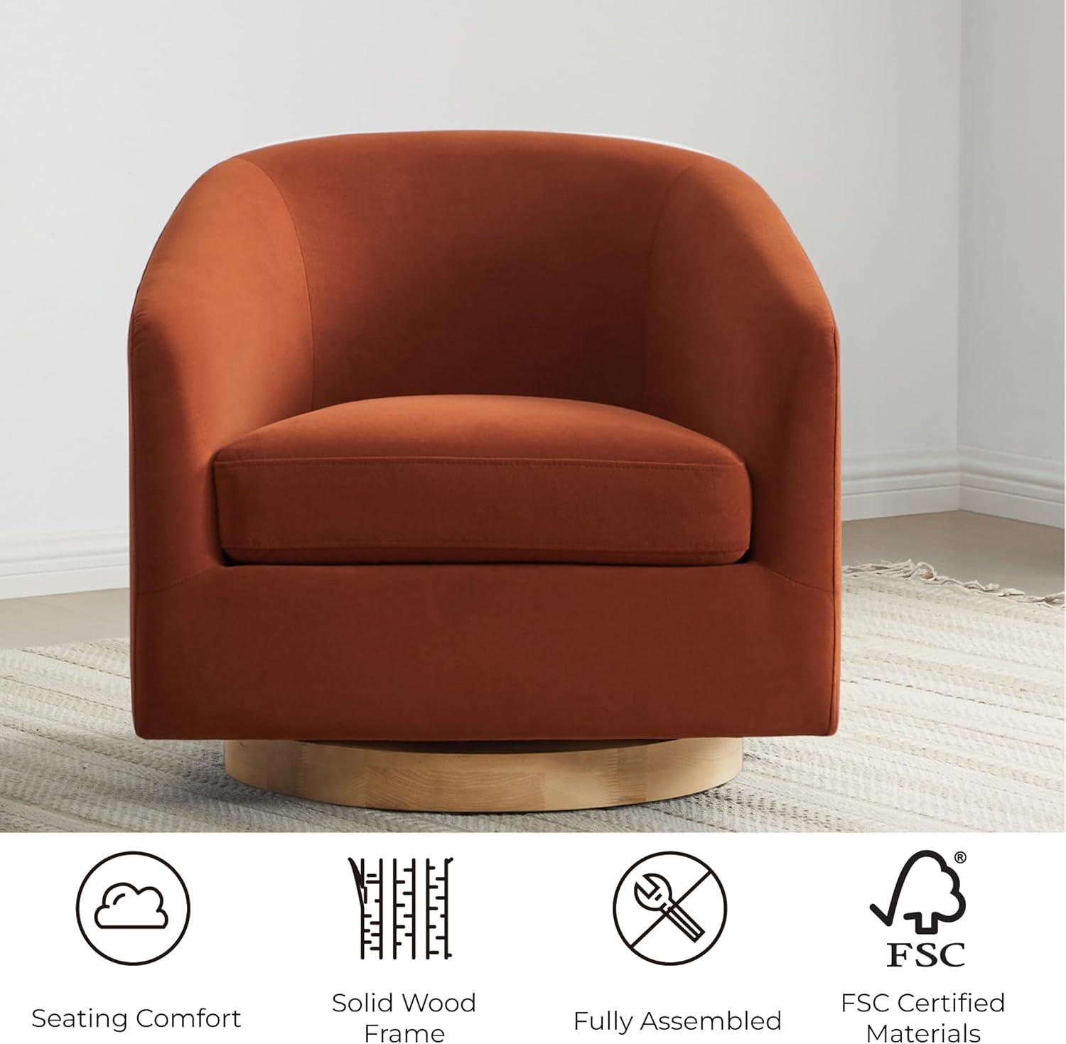 Nereus Dark Gray Fabric Swivel Accent Arm Chair with Wood Base