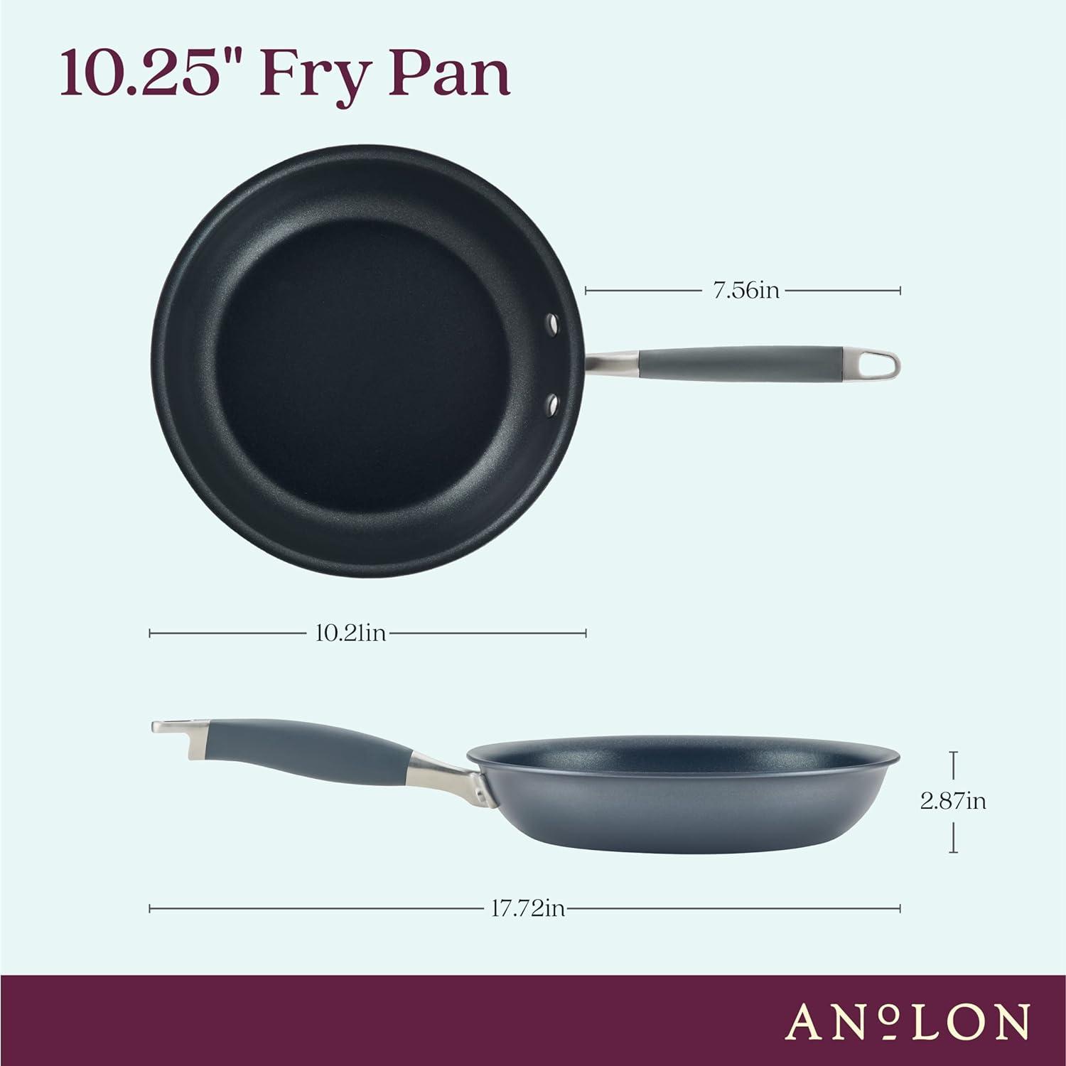 Gray Aluminum Nonstick Fry Pan with Ceramic Coating and Lid